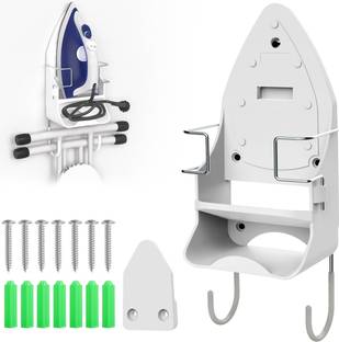 Zibuyu Iron Board Hanger Wall Mount Iron Holder Storage Organizer Shelf with Hooks for Ironing Board
