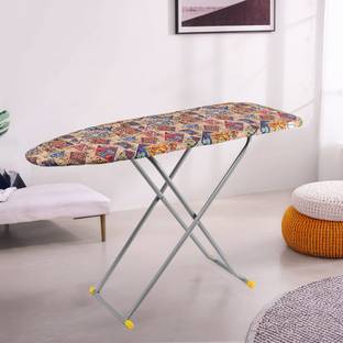 HOMESTIC by Kuber Industries 18 Inch Height Adjustable Press Board Iron Stand Mix Vintage- Cream Ironing Board