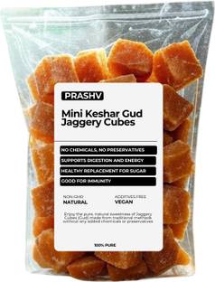 Prashv Jaggery Cubes | Pure, Natural, No Preservatives | Gud | Desi Gud | 400 Gms Cubes Jaggery