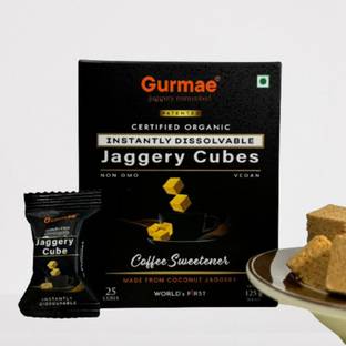 Gurmae Organic Jaggery Cubes Pure Gur/Gud Sugar Substitute Coffee Sweetener (25 Cubes) Cubes Jaggery