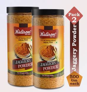 Midiron Organic Sugarcane Jaggery Powder Gud Powder Shaakar (500 Gm) (Pack 2) Powder Jaggery