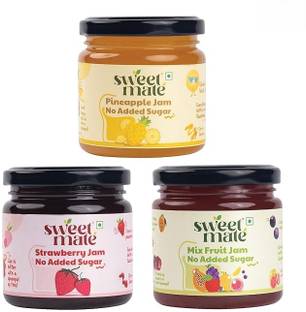 Sweetmate Sugar Free Strawberry , MixFruits , Pineapple Combo Pack Jam