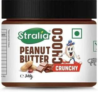 STRALIA Chocolate Peanut Butter Crunchy 340gram, Natural Protein Rich, Roasted Peanuts