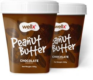 Wellx Brothers Chocolate Creamy&Crunchy Combo Roasted Peanut Butter With High Protein
