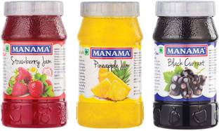 MANAMA Strawberry Jam, Black Currant Jam and Pineapple Jam