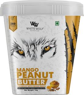 White Wolf Mango Flavor Peanut Butter - Smooth & Creamy, High Protein, Natural Spread