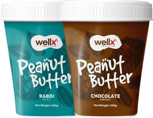Wellx Brothers Rabdi Silky Peanut Butter 500 gm and Chocolate Creamy Peanut Butter 500 gm
