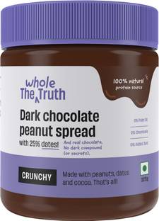 The Whole Truth Dark Chocolate Peanut Butter - Crunchy | No Added Sugar | High Protein