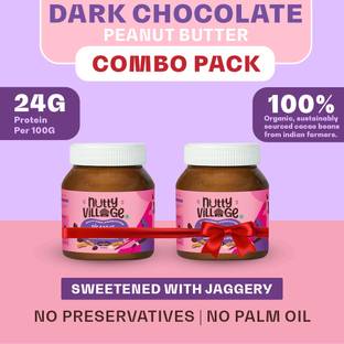 Nutty Village Crunchy DarkChocolate Peanut Butter| No Added Sugar,Gluten Free,No Preservatives