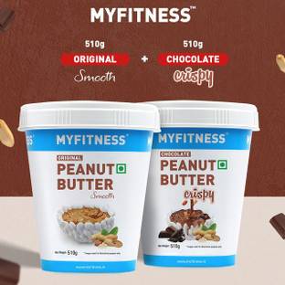 माईफिटनेस पीनट बटर Original Peanut Butter Smooth 510g & Chocolate Peanut Butter: Crispy 510g 1020 g