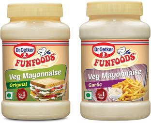 FUNFOODS by Dr. Oetker Veg Mayonnaise Original 250 gm + Garlic 250 gm Pack of 2