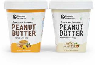 BLOOMING HEALTHCARE Peanut Butter Combo–Mango Chia & White Chocolate | Creamy & Crunchy High-Protein