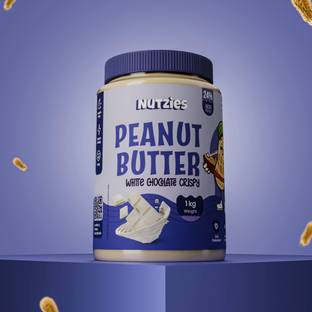 NUTZIES White Chocolate Crispy Peanut Butter 1kg | 25g Protein | 10g Fiber | MUFA