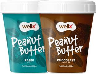 Wellx Brothers Rabdi Silky Peanut Butter 500 gm and Chocolate Crunchy Peanut Butter 500 gm