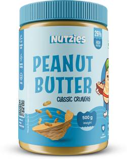 NUTZIES Classic Crunchy Peanut Butter 400g | 26g High Protein | 10g Fiber | MUFA