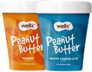 Wellx Brothers Mango Creamy 500 gm and White Chocolate Crispy Peanut Butter 500 gm