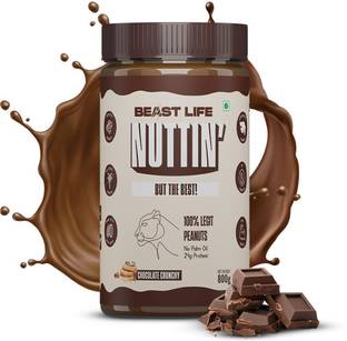 BeastLife Chocolate Peanut Butter Crunchy- Non-GMO Nut Butter, 100% Peanuts, High Protein