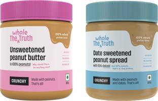 The Whole Truth - Unsweetened Peanut Butter + Peanut Butter with Dates Crunchy Combo -