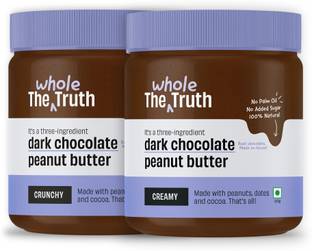 The Whole Truth Dark Chocolate Peanut Butter - Creamy & Crunchy Combo | No Added Sugar