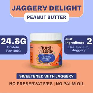 Nutty Village crunchy Jaggery Peanut Butter| No Added Sugar, Gluten Free, No Preservatives