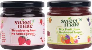 Sweetmate Sugar-Free MixFruits and Strawberry Jam Combo Pack, 100% Natural with Real Fruit