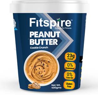 Fitspire Peanut Butter 100% Roasted Cookie Crunchy - 400gm Rich in Source of Gluten Free