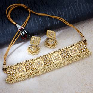 Sukkhi Alloy Gold-plated White, Gold Jewellery Set