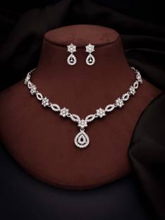 brado jewellery Brass Gold-plated Silver, White Jewellery Set