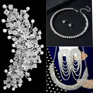 Prime Shine Alloy Silver White, Silver Jewellery Set