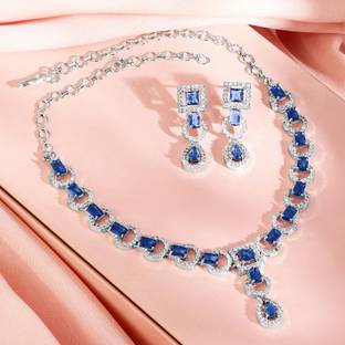 RUBANS Brass Rhodium Silver Jewellery Set