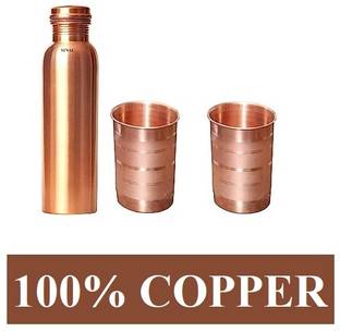 SINAL Stylish Copper Bottle & 2 Copper Glass Set (100% Copper)JG1 Jug Bottle Glass Set