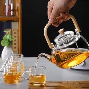 AANZIA Clear Glass Tea Kettle Glass Mason Jar