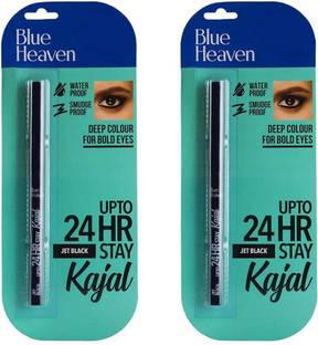 BLUE HEAVEN 24 Hr Stay Kajal Black Waterproof Long Lasting And Smudge Proof,
