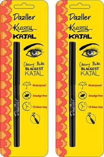 Dazller Kreamy Kajal, (Pack of 2), 15 Hour Stay, Water-Resistant, Creamy Matte Finish