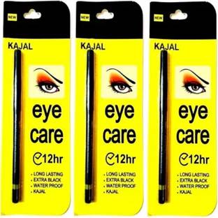 YELGO Eyecare Definer Waterproof Kajal Pencil (Extra Black)- Pack of 3 (Black, 8 g)