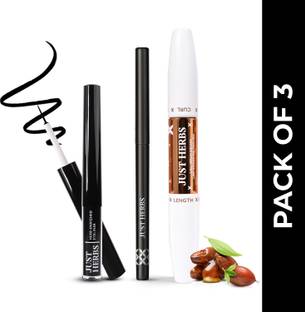 Just Herbs Eye Make Up Essentials Combo Pack of 3 | Kajal, Eyeliner, Mascara