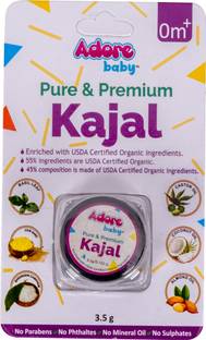 Adore Pure & Premium Organic Baby Kajal- USDA Certified Ingredients- Baby Safe
