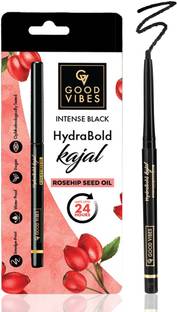 GOOD VIBES HydraBold Intense Black Kajal | Rosehip Seed Oil | 24HR Stay | Water Proof