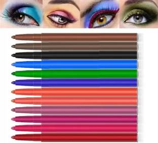 Galm Bazaar Multi Colourful Pencil Eye Liner and Hyper Pigmented Pack of 12