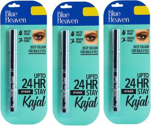 BLUE HEAVEN 24 HR Stay Jet Black Kajal (Pack of 3)