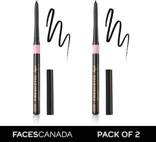 FACES CANADA Fresh Eyes Kajal | With Rose Extract | 24HR Waterproof | Pack of 2