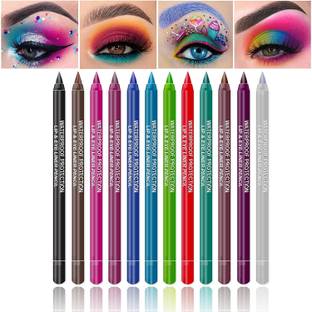 Neycare Set of 12 High Coverage Waterproof Multicolor Looks Contrasting Pencil Kajal