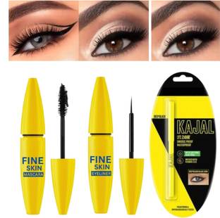 BLUST&FAMME Black color waterproof Kajal and eyeliner mascara comboo