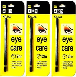 ads Kajal Waterproof Long-Lasting (1.05g Pack Of 3) (Black)