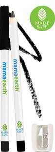 Mamaearth Charcoal Black Long Stay Kohl, Kajal Black Waterproof, With Castor Oil & Chamomile For 11-Hour Smudge-free Stay with Free Sharpener