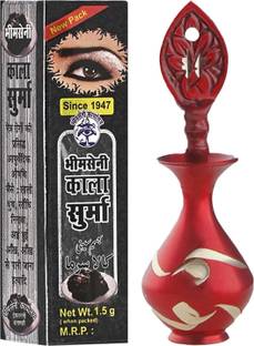 Bhimseni Karyalay Bhimseni Black surma 1.5gx2 with Red Brass Surmedani for Surma/Kajal SURMA DANI