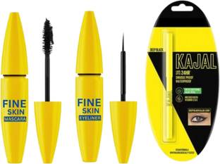 BLUST&FAMME Black color waterproof Kajal and eyeliner mascara combo set