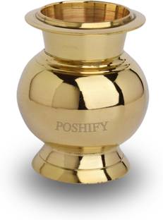 POSHIFY Brass Matki Kalash (heavy) - Sacred Water Pot for Puja, Wedding, and Festivals Brass Kalash