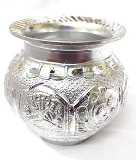 samukkaras fashions White Metal German Silver Ganesha Pooja Kalash / Pooja Lota(pitcher) 700 ml Silver Kalash