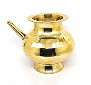 SAUBHAGYA Pure Brass Karwa Chauth Kalash/Lota, Peetal Karwa- Large Karva for Puja 1.1LTR Brass Kalash